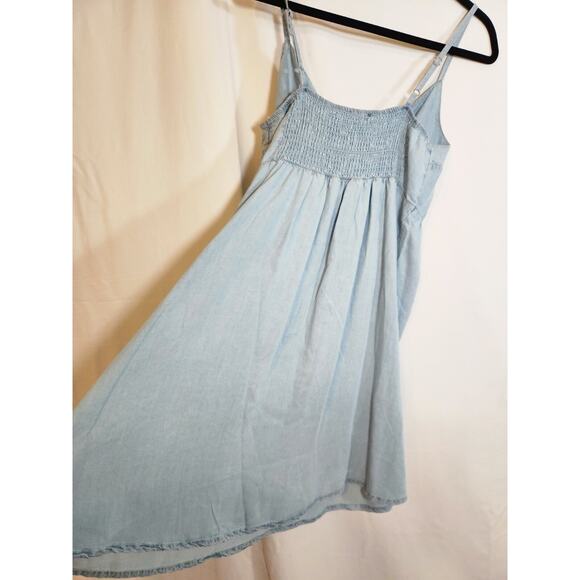 NEW $68 Large Silver Jeans Co. Light Blue Lyocell Denim Knot Front Stretch Dress - Picture 11 of 13